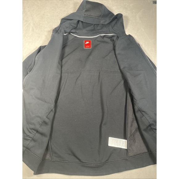 Nike Tech Fleece Cocoon Mesh Jacket Women's XL Black Zip Up Long Hood Pockets - Picture 4 of 15